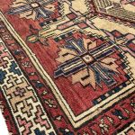# 210 x 110 cm Beige & Red Vintage Persian Nahavand Wool Hand Knotted Rug