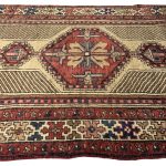 # 210 x 110 cm Beige & Red Vintage Persian Nahavand Wool Hand Knotted Rug
