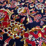 Navy Blue & Red Persian Kashan Ruga