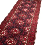 1970s Vintage Persian Baluch Wool Hand Knotted Runner Rug
