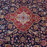 Navy Blue & Red Persian Kashan Ruga