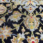402 x 315 cm Signed Hand-Knotted Vintage Floral Navy Persian Kashan Wool Rug - Image 4