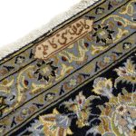 402 x 315 cm Signed Hand-Knotted Vintage Floral Navy Persian Kashan Wool Rug - Image 7