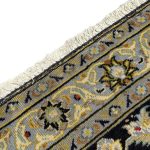 402 x 315 cm Signed Hand-Knotted Vintage Floral Navy Persian Kashan Wool Rug - Image 8
