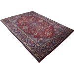 393 x 281 cm Hand-Knotted Red & Navy Persian Kashan Vase Design Rug