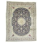 390 x 285cm Hand Knotted Persian Navy Nain 9La Wool Rug