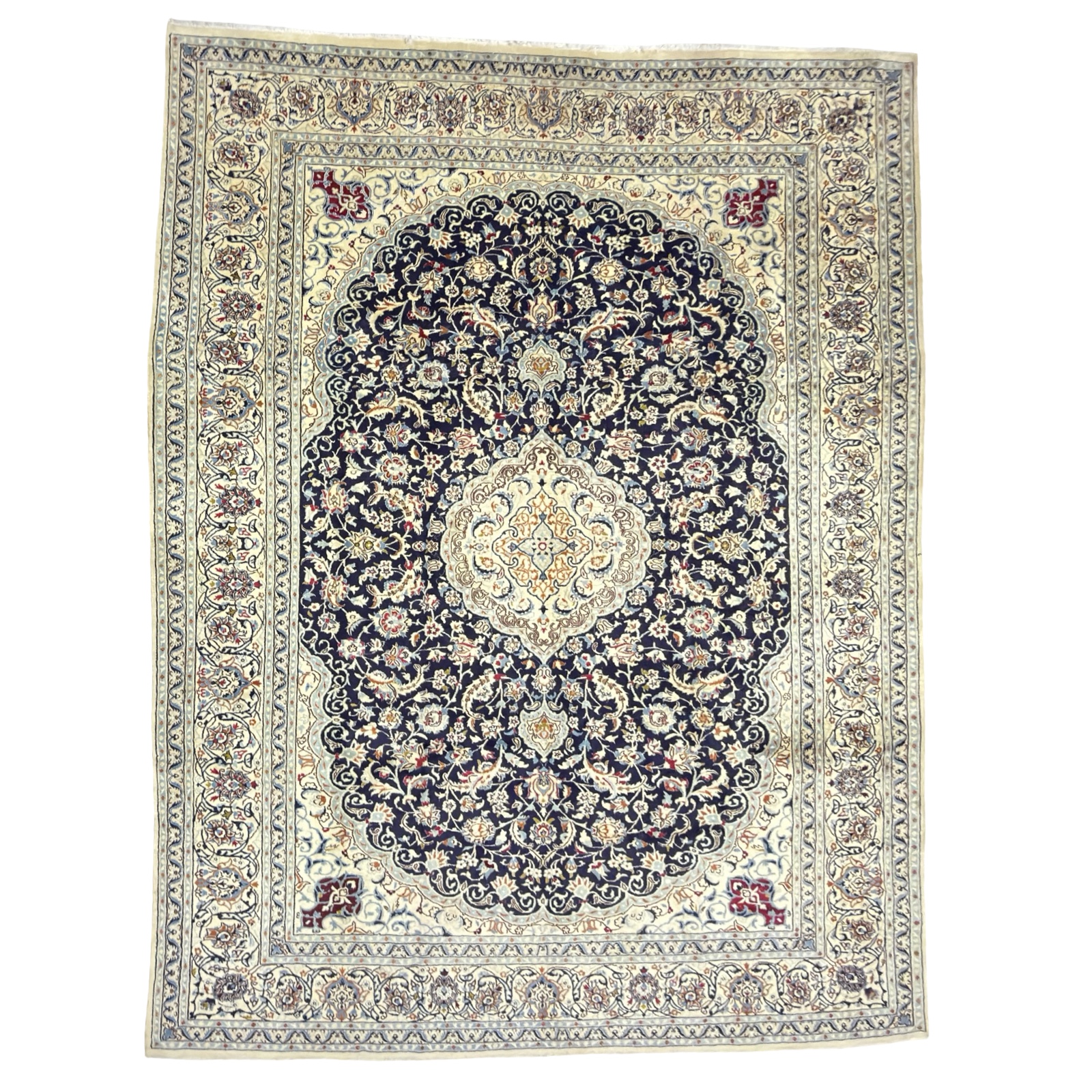 99920233_52 390 x 285cm Hand Knotted Persian Navy Nain 9La Wool Rug - Image 1