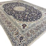 390 x 285cm Hand Knotted Persian Navy Nain 9La Wool Rug