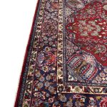 393 x 281cm Hand-Knotted Red & Navy Persian Kashan Vase Design Rug - Image 7