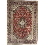 350 x 250cm Vintage Kashan Hand-Knotted – Persian Wool Red Rug