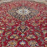 350 x 250cm Vintage Kashan Persian Hand-Knotted Wool Red Rug - Image 3