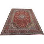 334 x 250cm Persian Hand-Knotted Red & Navy BlueKashan Wool Rug - Image 2