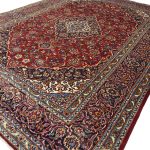 334 x 250cm Persian Hand-Knotted Red & Navy BlueKashan Wool Rug - Image 3