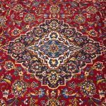 334 x 250cm Persian Hand-Knotted Red & Navy BlueKashan Wool Rug - Image 4