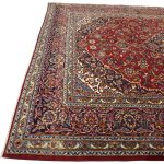 334 x 250cm Persian Hand-Knotted Red & Navy BlueKashan Wool Rug - Image 7