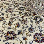 390 x 285cm Large Size Hand-Knotted Persian Kashan Golden Beige Wool Rug - Image 8
