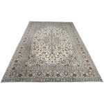 342 x 244cm Hand-Knotted Persian Vintage Kashan Wool Rug – Ivory & Beige - Image 2
