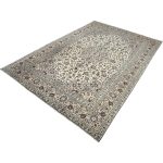 342 x 244cm Hand-Knotted Persian Vintage Kashan Wool Rug – Ivory & Beige - Image 3