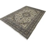350 x 250cm Hand-Knotted Persian Kashan Beige & Grey Wool Area Rug - Image 3