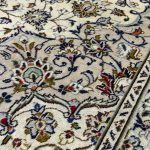 342 x 244cm Hand-Knotted Persian Vintage Kashan Wool Rug – Ivory & Beige - Image 5