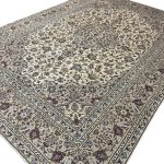 342 x 244cm Hand-Knotted Persian Vintage Kashan Wool Rug – Ivory & Beige - Image 6