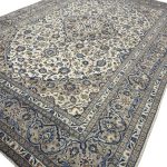 350 x 250cm Hand-Knotted Persian Kashan Beige & Grey Wool Area Rug - Image 5