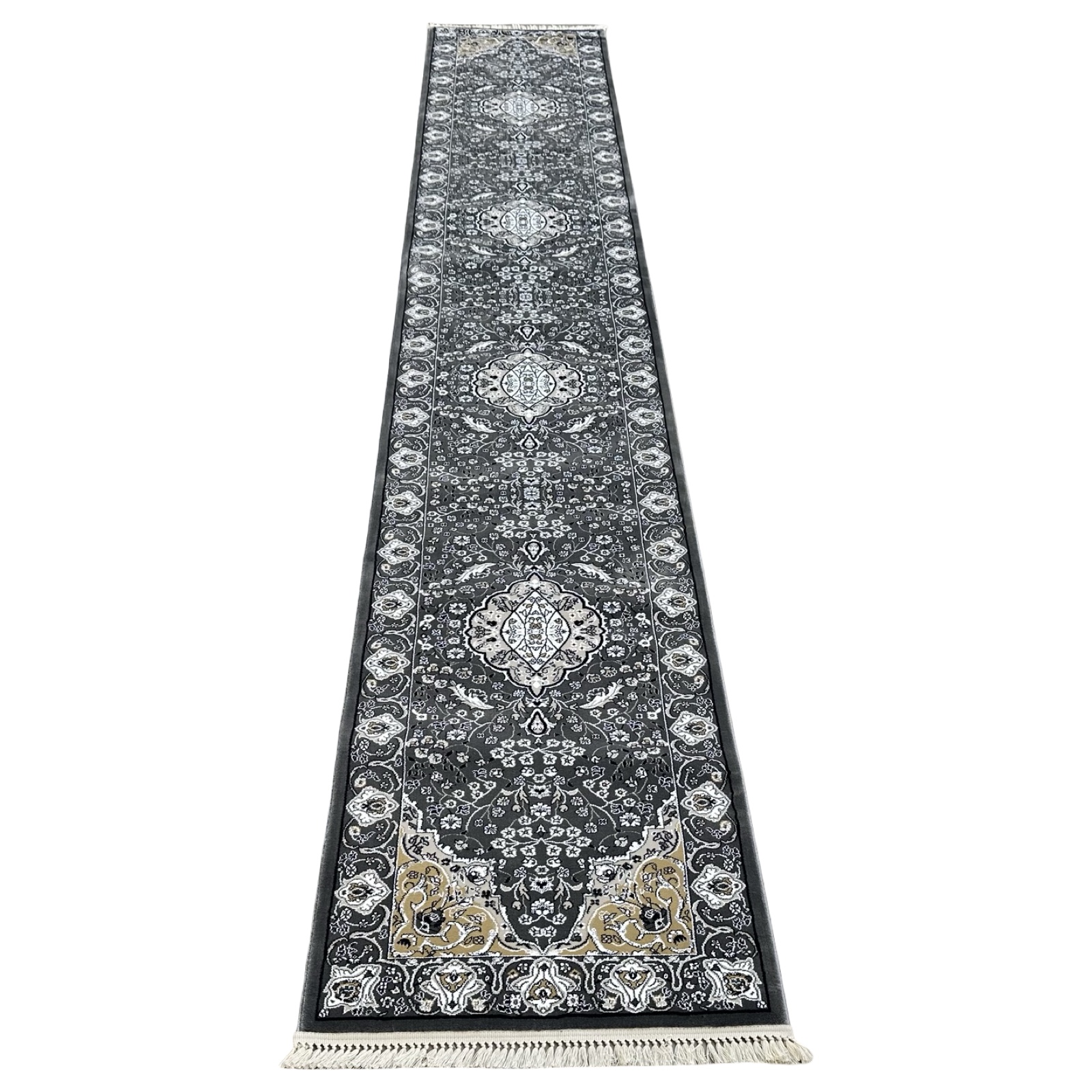 bsjsjsns_1 500 x 80 cm Grey Persian Multi-Medallion Hallway Runner Rug - Image 1