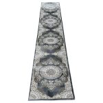500 x 80 cm Slate Grey Traditional Medallion Runner Rug