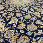 394 x 300cm Hand Knotted Floral Persian Navy Kashan – Wool Rug - Image 4