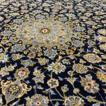 394 x 300cm Hand Knotted Floral Persian Navy Kashan – Wool Rug - Image 6