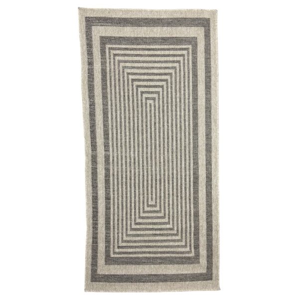 200 x 100cm Beige & Charcoal Modern Linear Maze Indoor/Outdoor Rug
