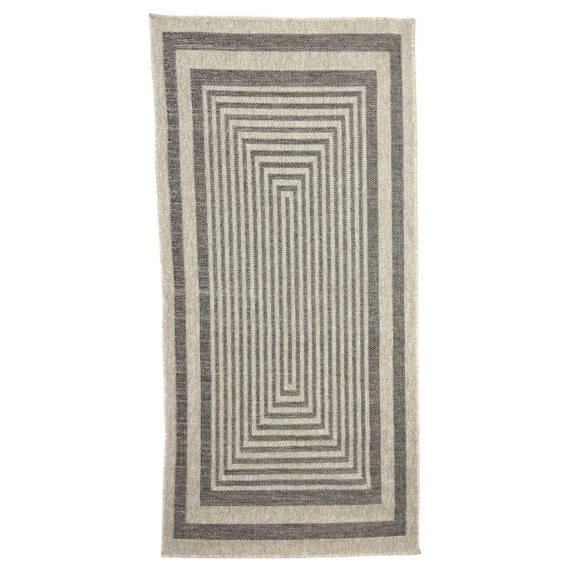 200 x 100cm Beige & Charcoal Modern Linear Maze Indoor/Outdoor Rug