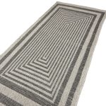200 x 100cm Beige & Charcoal Modern Linear Maze Indoor/Outdoor Rug - Image 4