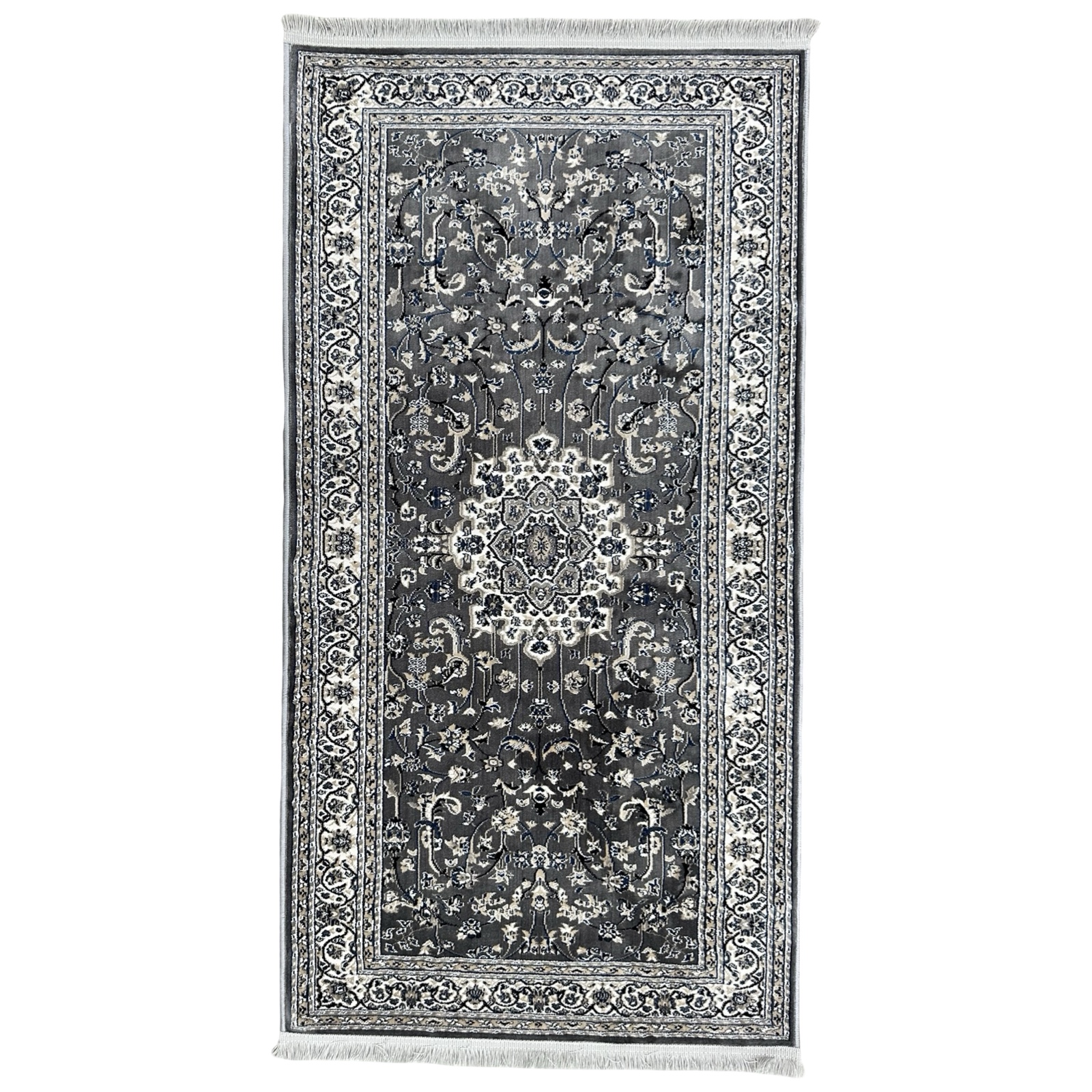 150 x 8000_32 150 x 80cm Soft Grey Kashan Design Runner Rug - Image 1