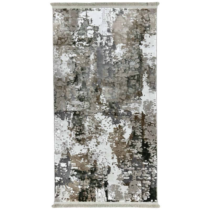 150 × 80 cm Modern Abstract Textured Runner Rug in Grey & Taupe