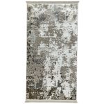 150 × 80 cm Modern Abstract Distressed Runner Rug in Silver Beige