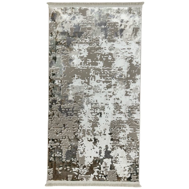 150 × 80 cm Modern Abstract Distressed Runner Rug in Silver Beige