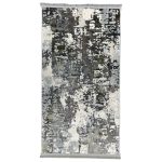 150 × 80 cm Modern Abstract Distressed Charcoal & Grey Runner Rug