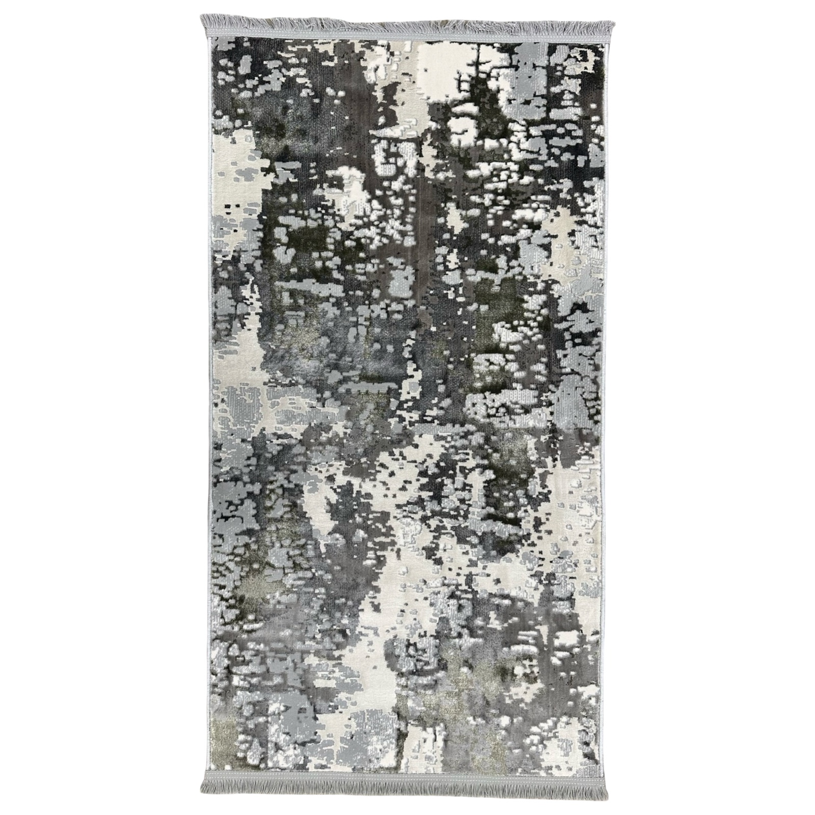 150 x 80_42 150 × 80 cm Modern Abstract Distressed Charcoal & Grey Runner Rug - Image 1