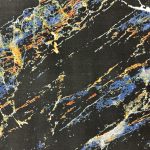 180 × 120cm Black Blue Cosmic Marble Pattern Turkish Rug