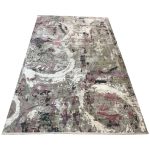 290 x 200cm Milat Passage Cream & Green Abstract Rug with Pink Accents