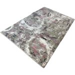 290 x 200cm Milat Passage Cream & Green Abstract Rug with Pink Accents