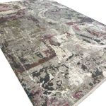290 x 200cm Milat Passage Cream & Green Abstract Rug with Pink Accents