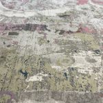 290 x 200cm Milat Passage Cream & Green Abstract Rug with Pink Accents