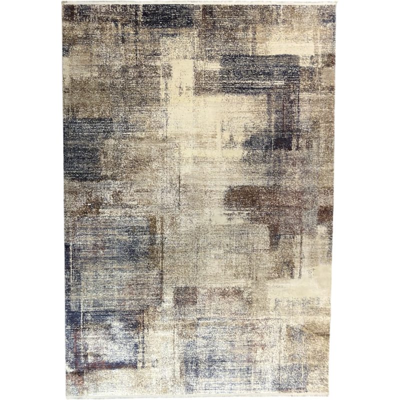 290 x 200cm Turkish Machine Made Mirage Beige & Blue Abstract Rug