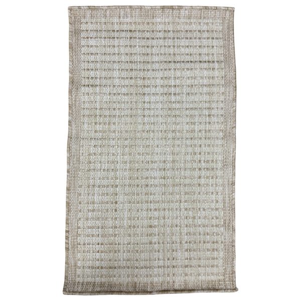 100 x 60cm Beige Stripped Indoor/Outdoor Small Rug