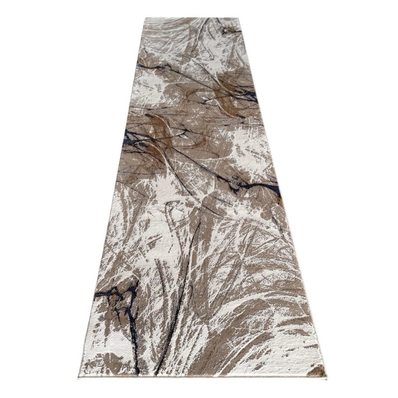 300 x 80cm Beige & Ivory Contemporary Crackle Design Runner Rug