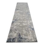300 x 80cm Silver grey & Navy Abstract Runner Rug - Image 6