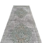 300 x 80 cm Grey & Green Vintage Persian Medallion Runner Rug - Image 2