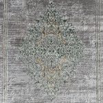 300 x 80 cm Grey & Green Vintage Persian Medallion Runner Rug - Image 4